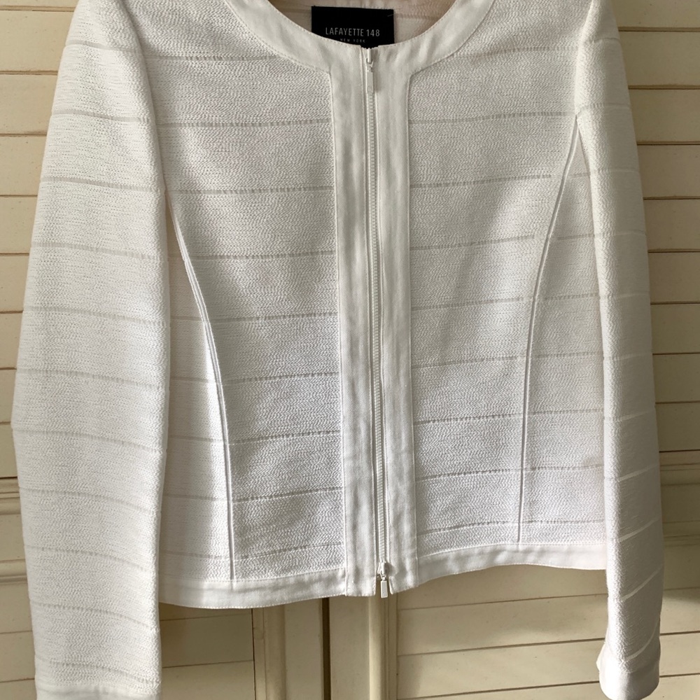 Lafayette 148 New York white cotton mix jacket, size 8